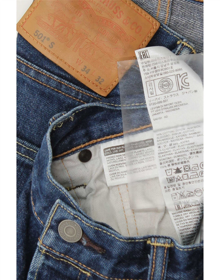 Levi's Herre 501 lige jeans W34 L32 blå bomuld