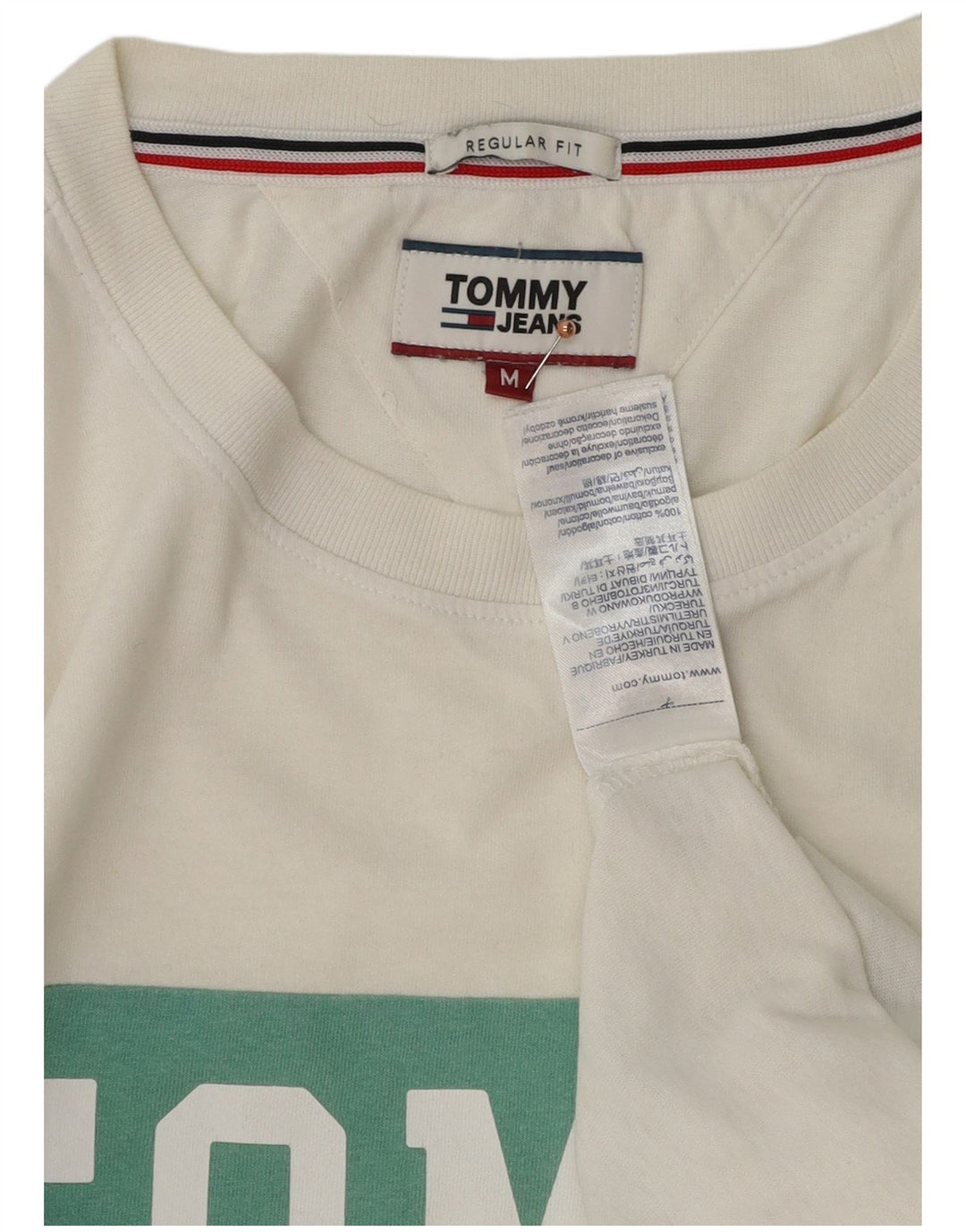Tommy Hilfiger Herre grafisk T-shirt Top Medium White Colourblock