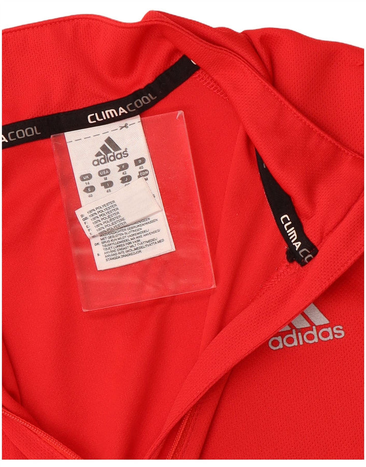 Adidas Dame Climacool Pullover med lynlås-hals Træningsdragt Top UK 14 Medium Rød