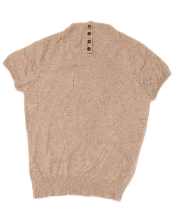Zara Dame Kortærmet Boat Neck Jumper Sweater UK 10 Small Beige Viscose