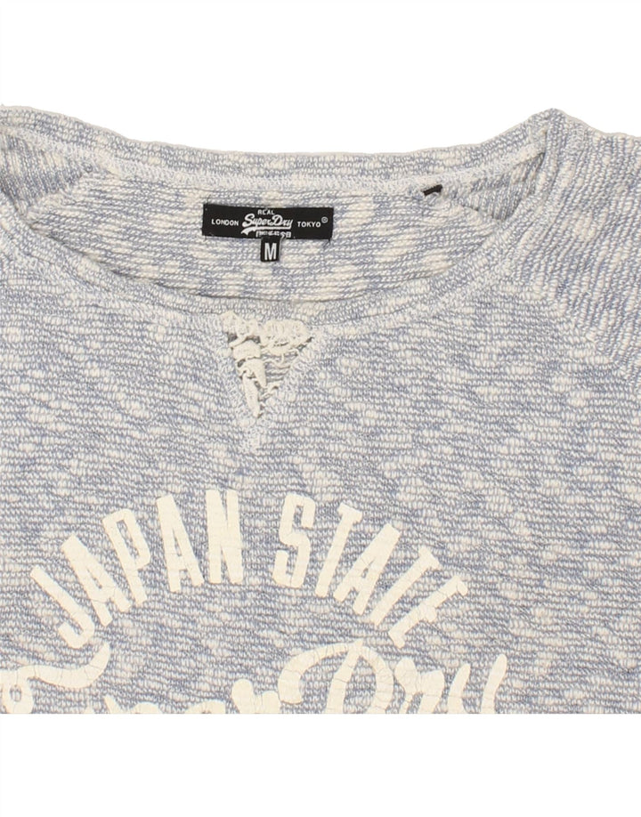 SUPERDRY Womens Oversized Graphic Sweatshirt Jumper UK 14 Medium Blue Vintage Superdry and Second-Hand Superdry from Messina Hembry 