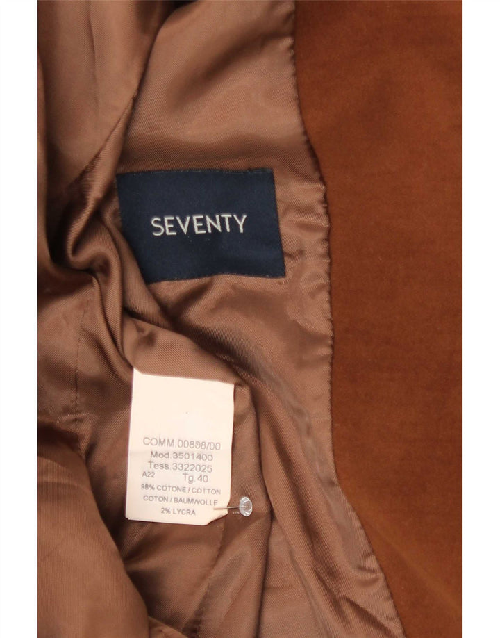 Seventy Dame 2-knaps Blazer Jacket IT 40 Small Brown Cotton
