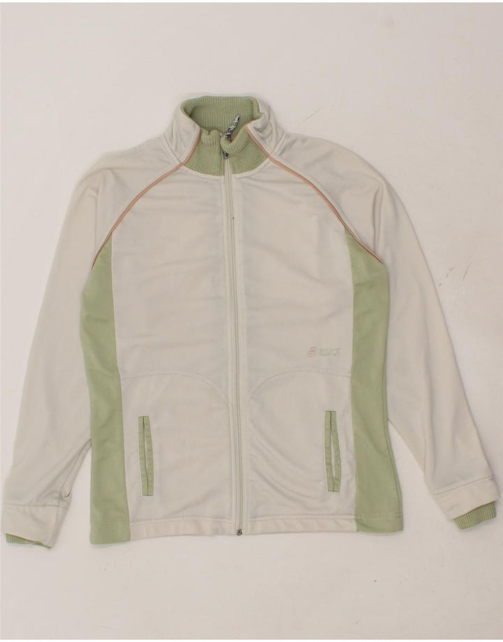ASICS Womens Tracksuit Top Jacket UK 10 Small White Colourblock Polyester Vintage Asics and Second-Hand Asics from Messina Hembry 