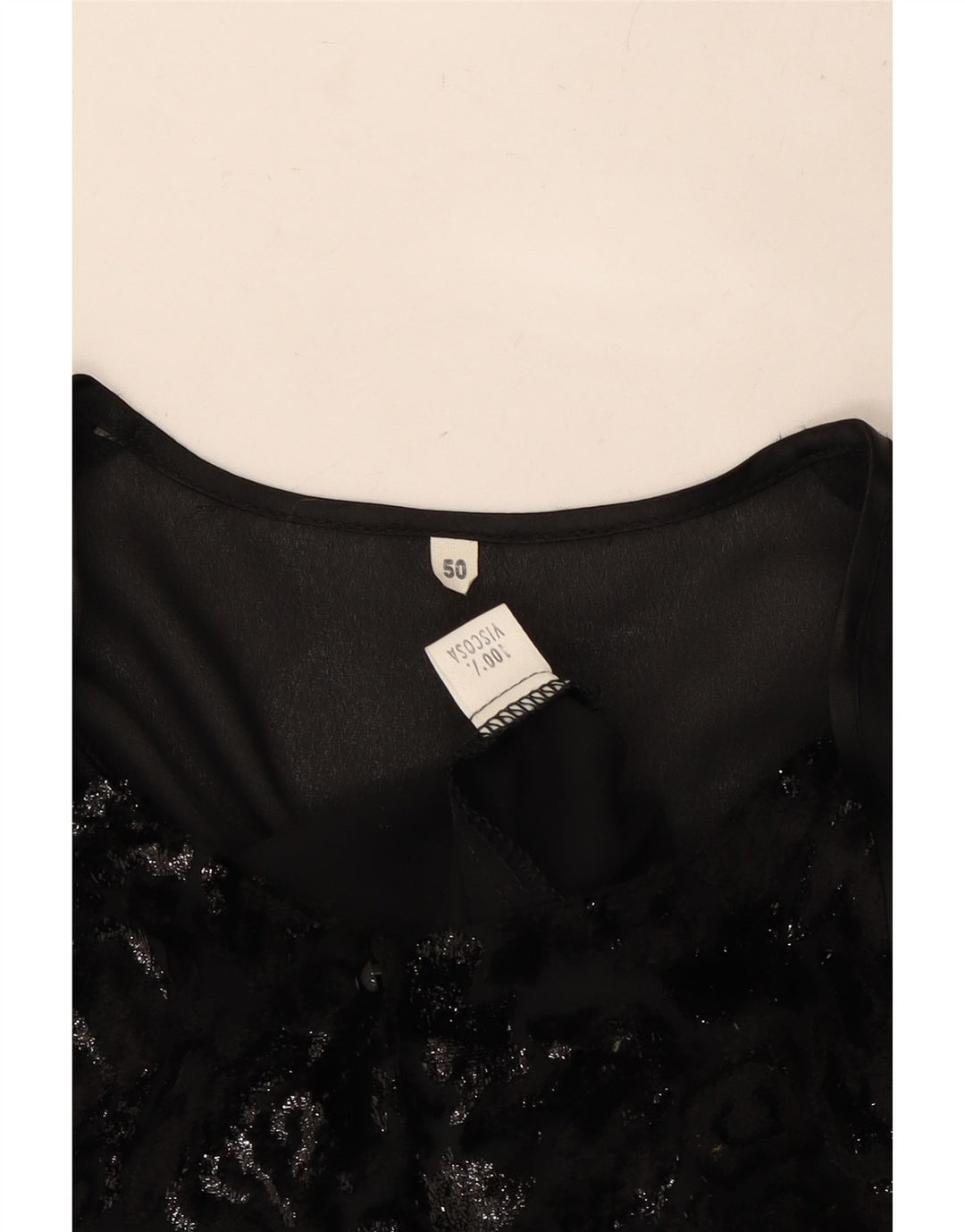 VINTAGE dameskjorte bluse IT 50 XL Sort viskose