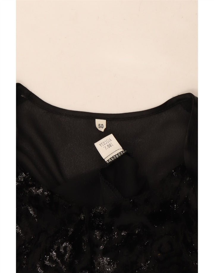 VINTAGE dameskjorte bluse IT 50 XL Sort viskose