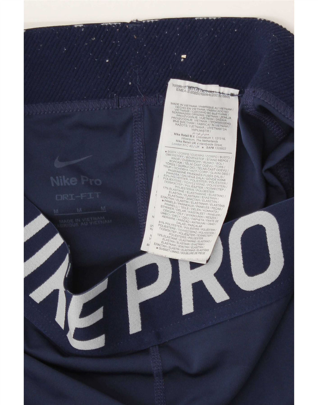 Nike Dame Dri Fit Grafiske Leggings UK 12 Medium Navy Blue Polyester