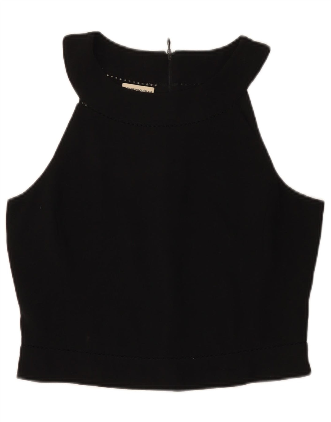 Emporio Armani Dame Crop Halter Top IT 46 Stor Sort Uld