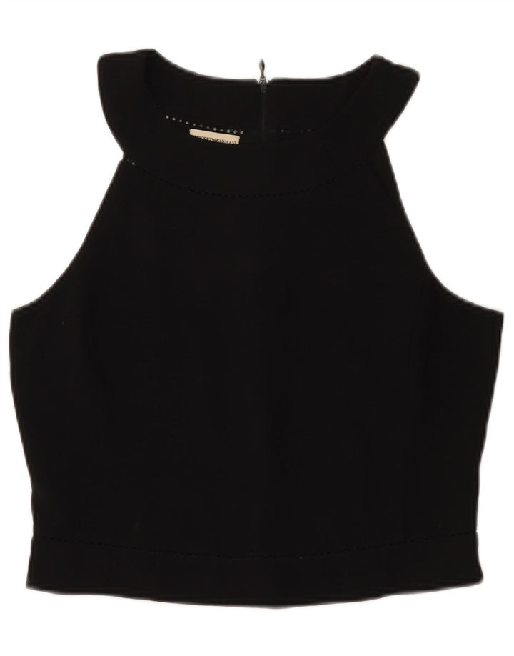 Emporio Armani Dame Crop Halter Top IT 46 Stor Sort Uld