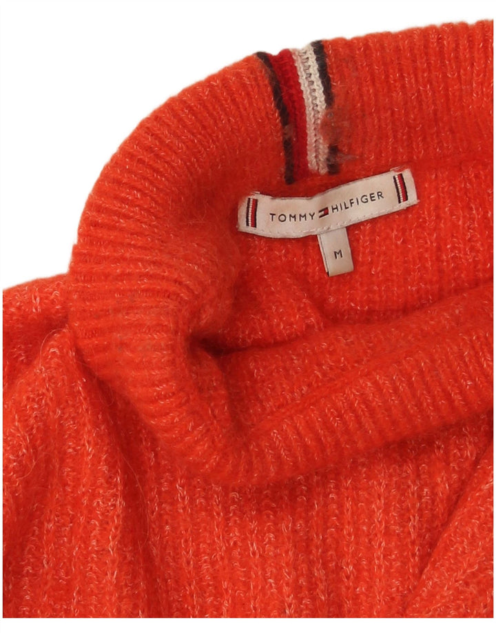 Tommy Hilfiger Dame Roll Neck Jumper Sweater UK 14 Medium Orange
