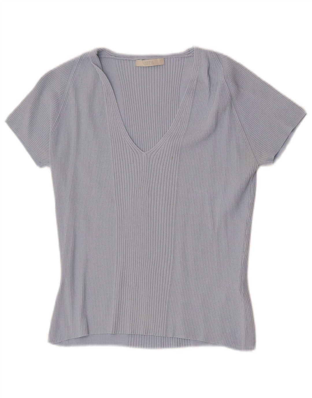 Marks & Spencer Dame Crop T-Shirt Top UK 14 Medium Blue Viscose