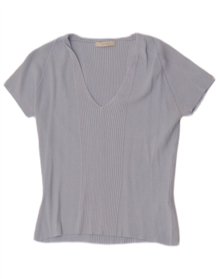 Marks & Spencer Dame Crop T-Shirt Top UK 14 Medium Blue Viscose