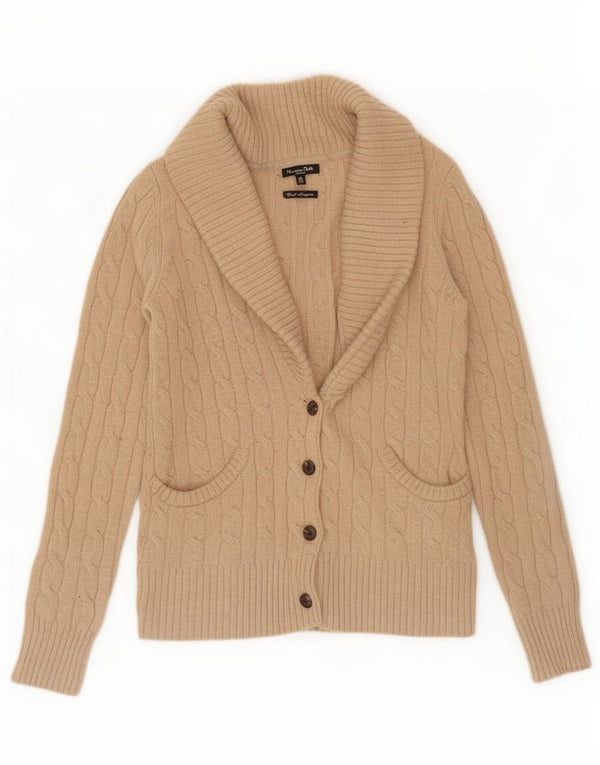 Massimo Dutti Dame Cardigan Sweater UK 12 Medium Brun Uld