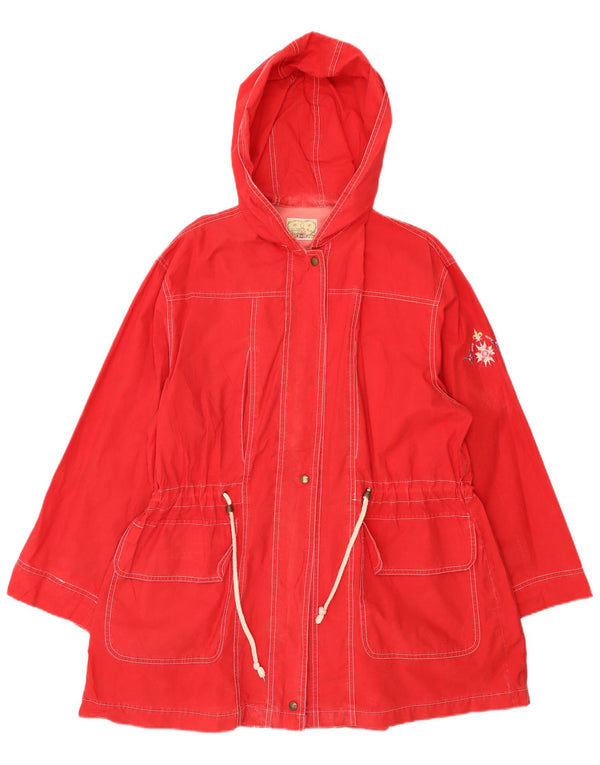 MASH Kvinder Oversized Hooded Utility Jacket UK 14 Medium Rød Bomuld
