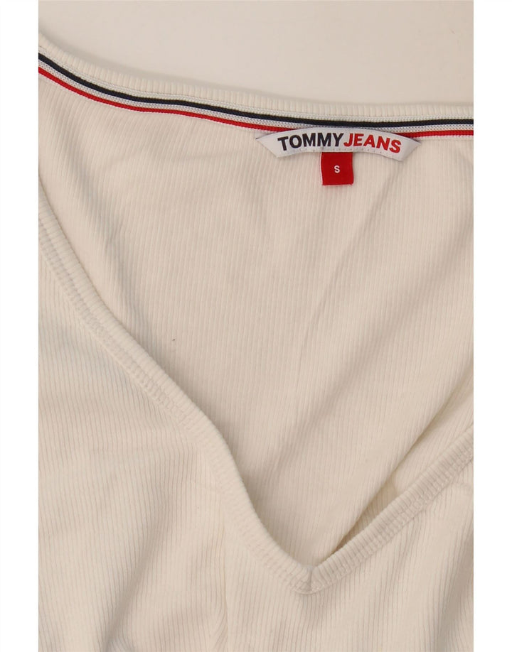 TOMMY HILFIGER Dame Crop Top Langærmet UK 8 Small White