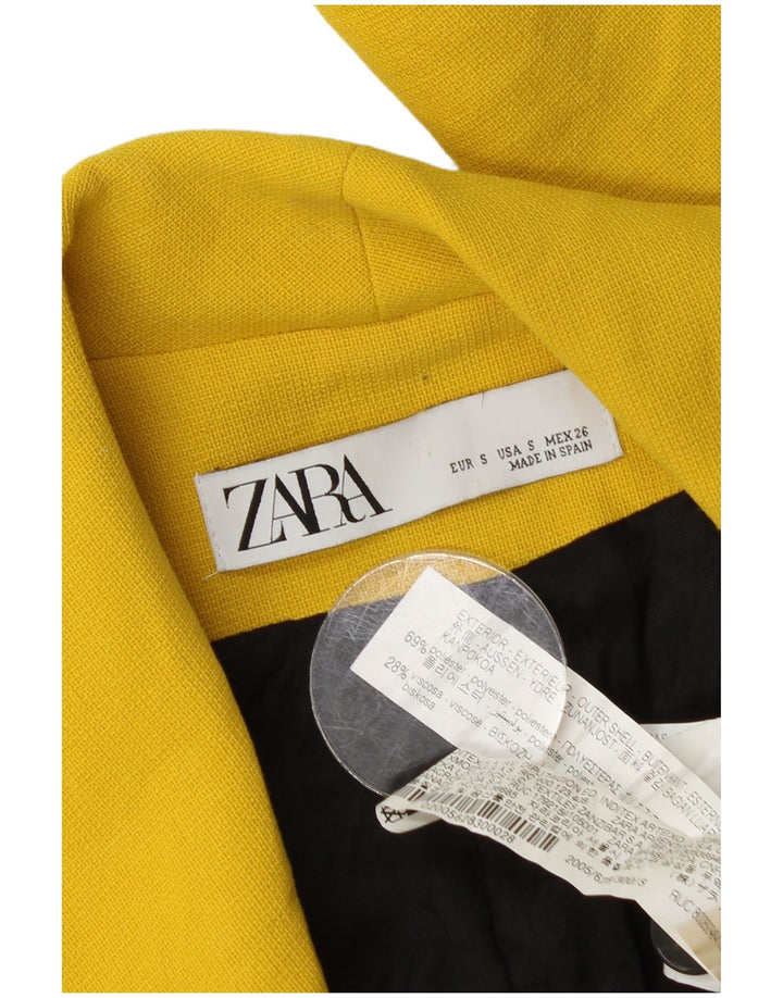 Zara Dame Longline Double Breasted Blazer Jacket UK 10 Small Yellow