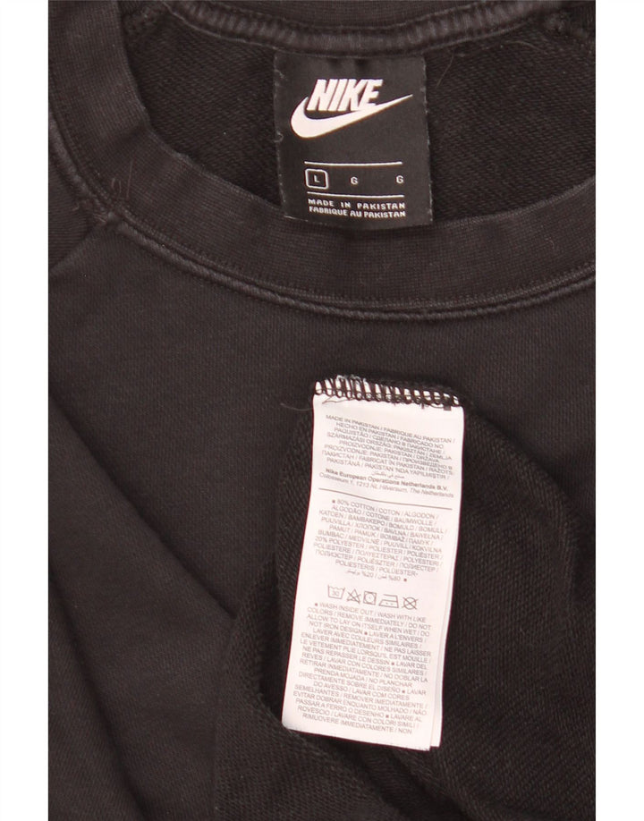 Nike Dame Sweatshirt Jumper UK 16 Stor sort bomuld