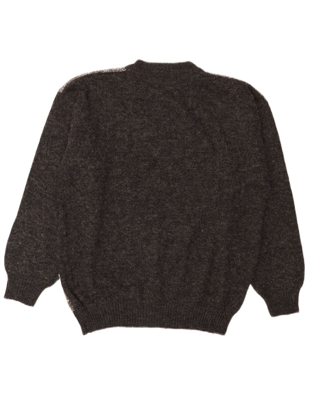 Vintage Herre Crew Neck Jumper Sweater IT 52 Stor Grå Colourblock Uld