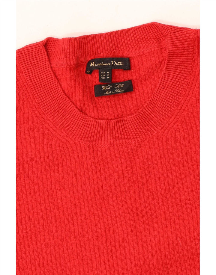 Massimo Dutti Dame Jumper Sweater UK 12 Medium Rød Uld