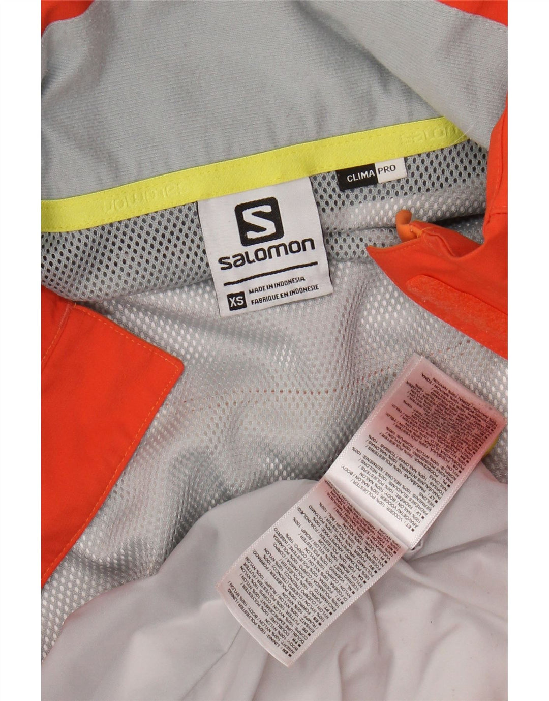 SALOMON Regnjakke med hætte til kvinder UK 6 XS Orange Colourblock Polyester
