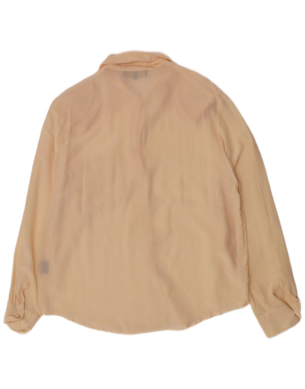 Vintage Womens Regular Shirt Bluse UK 14 Large Beige Silk