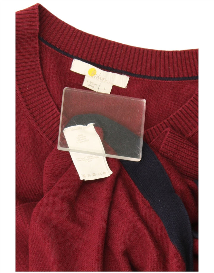 Boden Herre Boat Neck Jumper Sweater Large Burgundy Wool