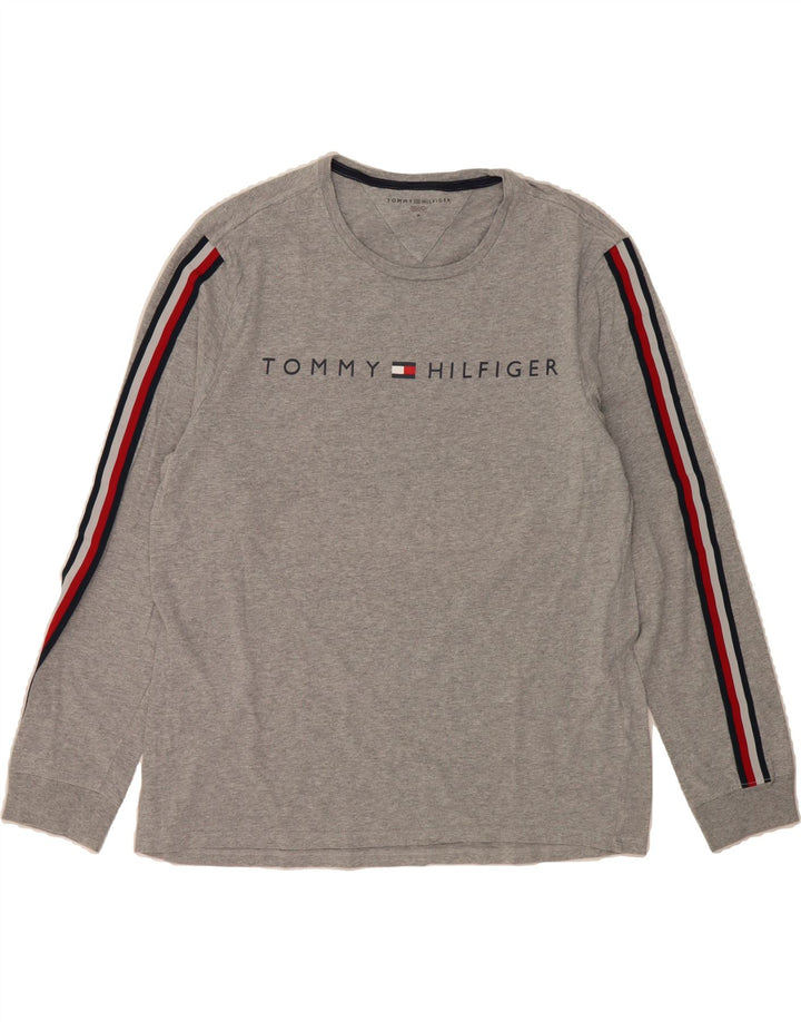 TOMMY HILFIGER Mens Graphic Top Long Sleeve Medium Grey Cotton Vintage Tommy Hilfiger and Second-Hand Tommy Hilfiger from Messina Hembry 