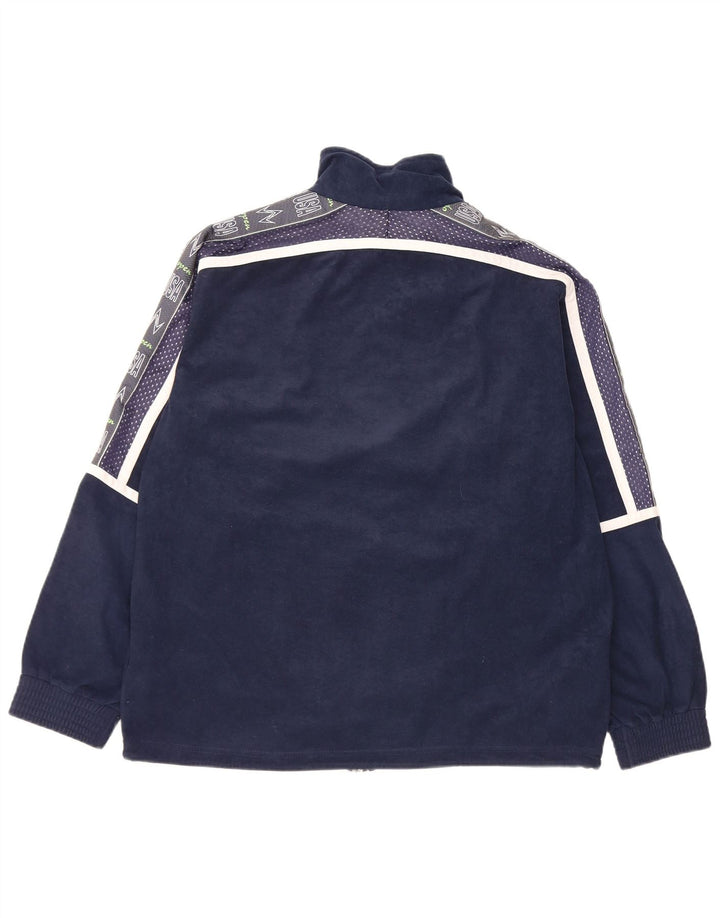 Brugi Herre grafisk velour træningsdragt Top jakke Medium Navy Blue Colourblock