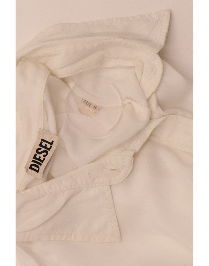 DIESEL Dame Loose Fit skjortebluse UK 14 Medium White Rayon