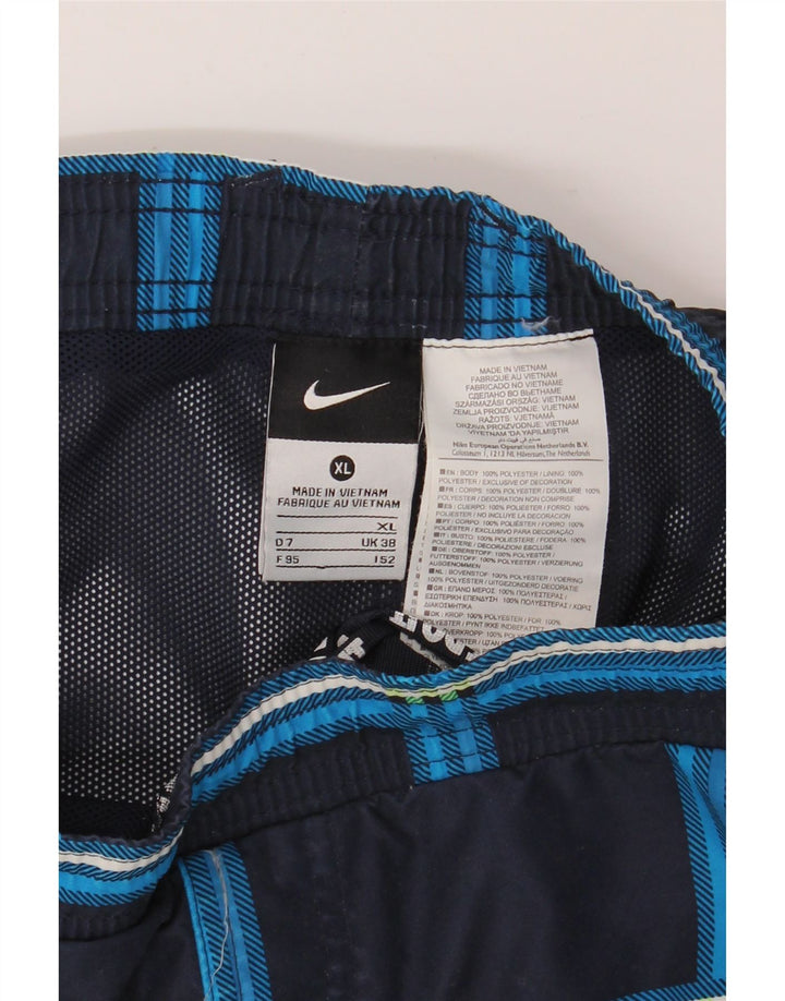 NIKE Mens Swimming Shorts XL  Navy Blue Check Polyester Vintage Nike and Second-Hand Nike from Messina Hembry 