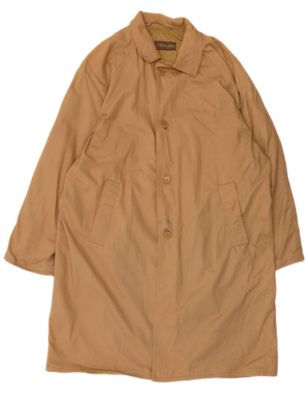 Vintage Herre Loose Fit Trench Coat Lille Beige Bomuld