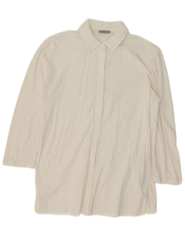Marella Dame Longline Shirt Bluse UK 16 Large Off White Bomuld