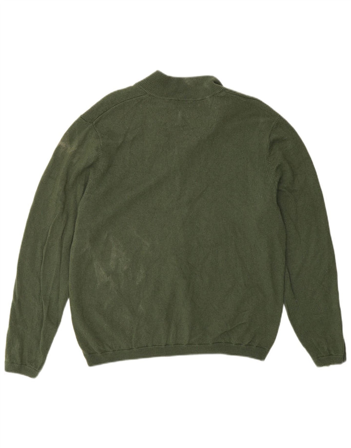 Orvis Womens Button Neck Jumper Sweater UK 16 Large Green Wool