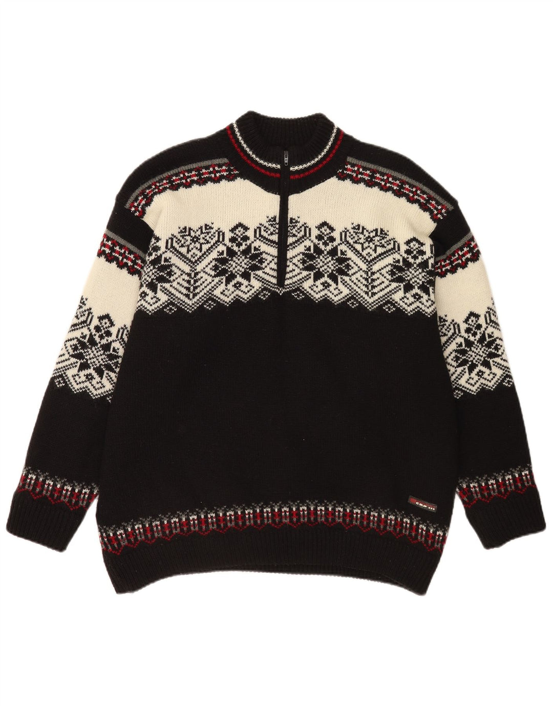 Campagnolo Herre Zip Neck Jumper Sweater XL Flerfarvet Fair Isle Wool