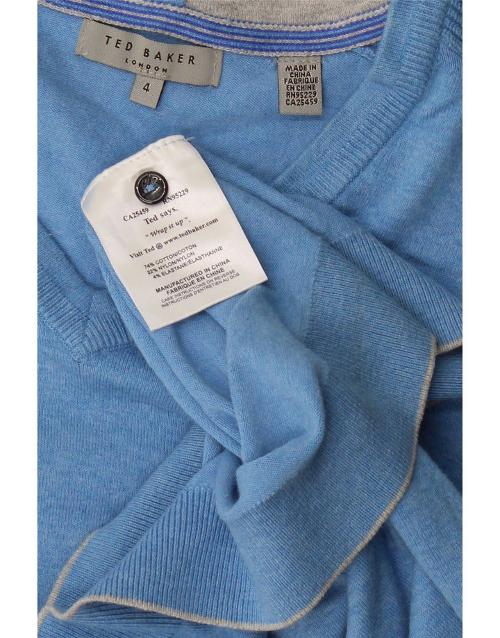 TED BAKER Herre V-hals sweater str. 4 Large Blue Flecked Bomuld