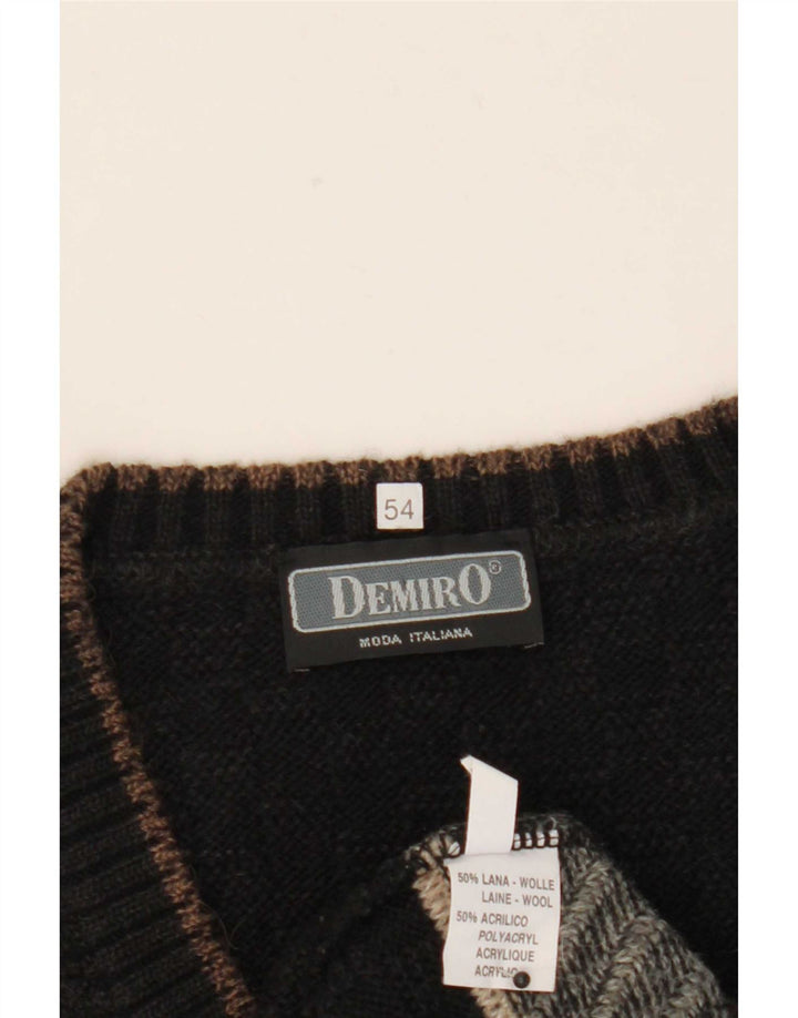 Demiro Herre V-hals sweater IT 54 XL Flerfarvet geometrisk uld