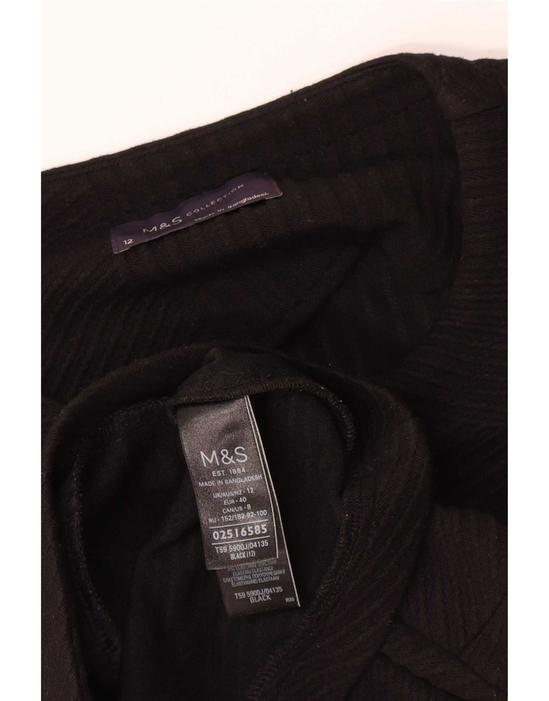 Marks & Spencer Dame Blazer Jakke med lynlås UK 12 Medium Sort Polyester