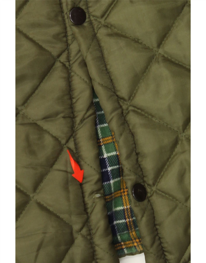 VINTAGE Herre quiltet jakke UK 42 XL Khaki Polyester