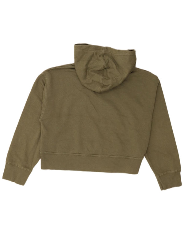 Zara Womens Crop Oversized Hoodie Jumper UK 14 Medium Green Bomuld