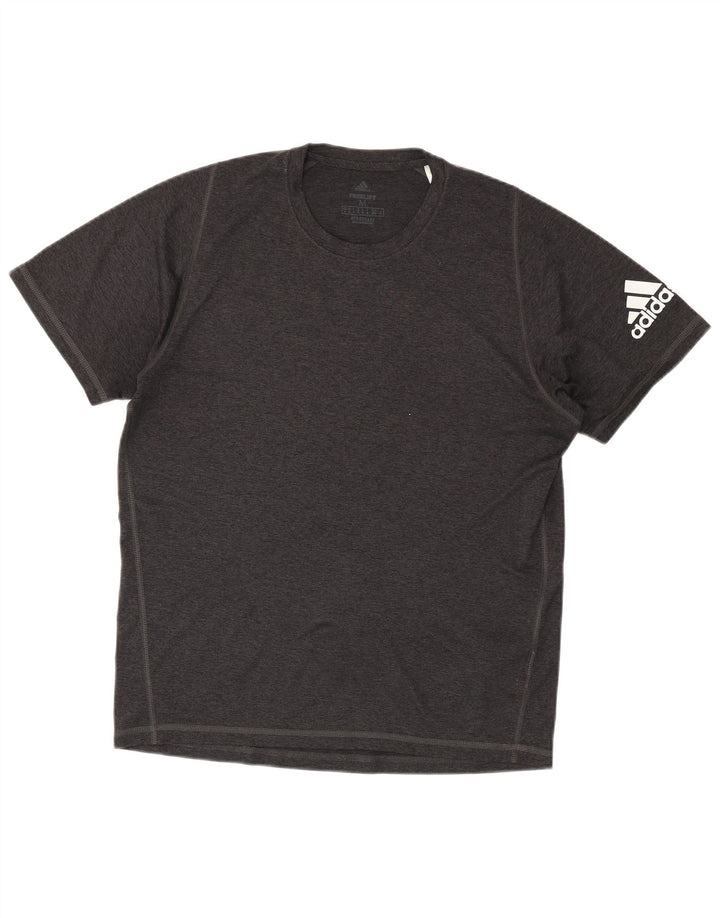 ADIDAS Mens Aeroready Graphic T-Shirt Top Medium Grey Flecked Polyester