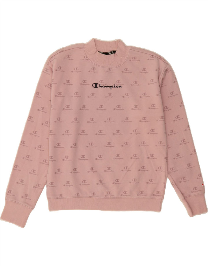 CHAMPION Womens Graphic Sweatshirt Jumper UK 14 Medium Pink Vintage Champion and Second-Hand Champion from Messina Hembry 