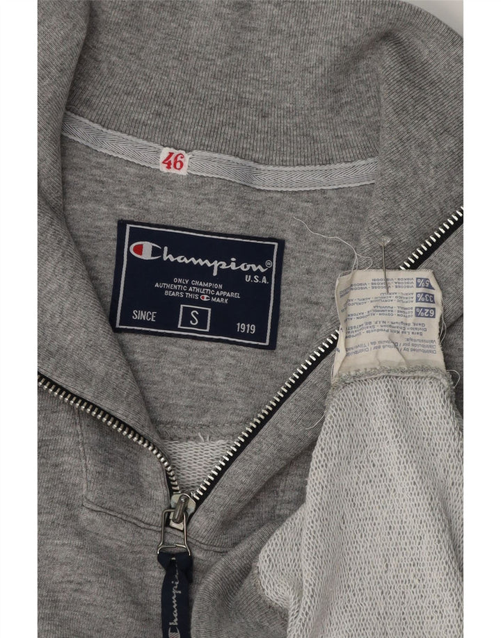 Champion Herre Zip Neck Sweatshirt Jumper Small Grå Flecked Bomuld
