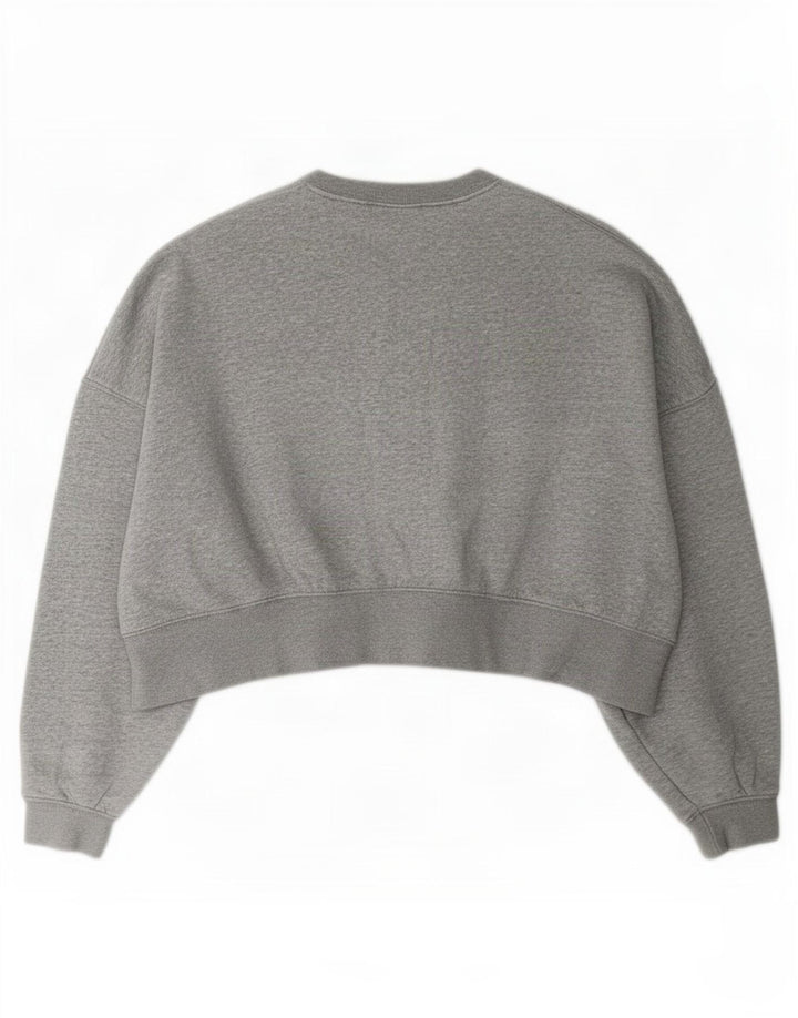 Nike Womens Crop Oversized Sweatshirt Jumper UK 14 Medium Grey Flecked