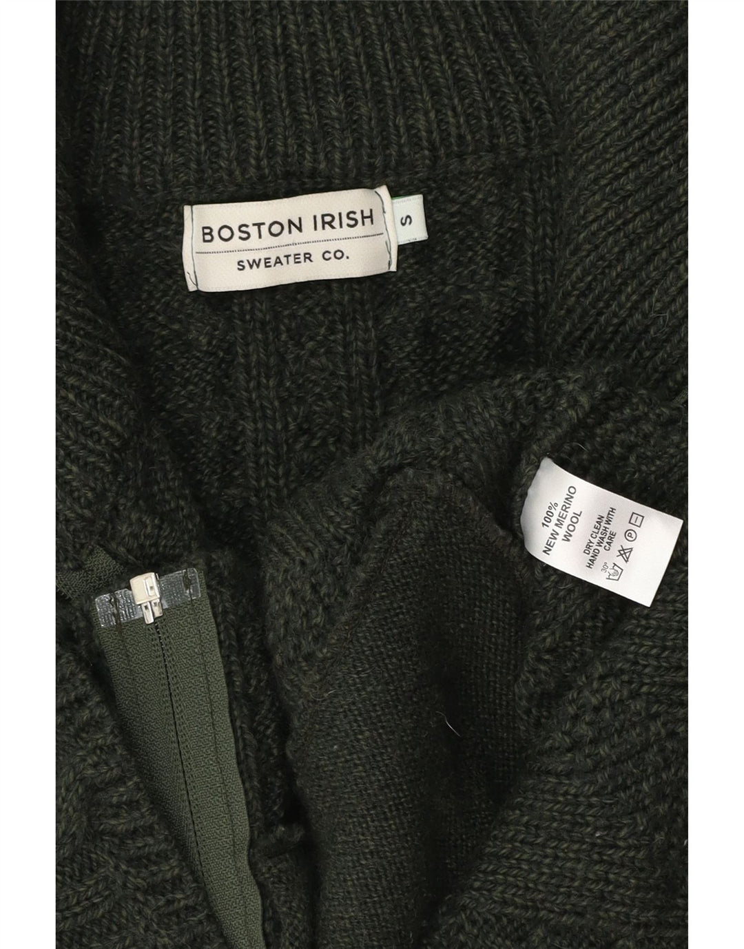 BOSTON IRISH Dame Cardigan Sweater UK 10 Lille Grøn Merinould