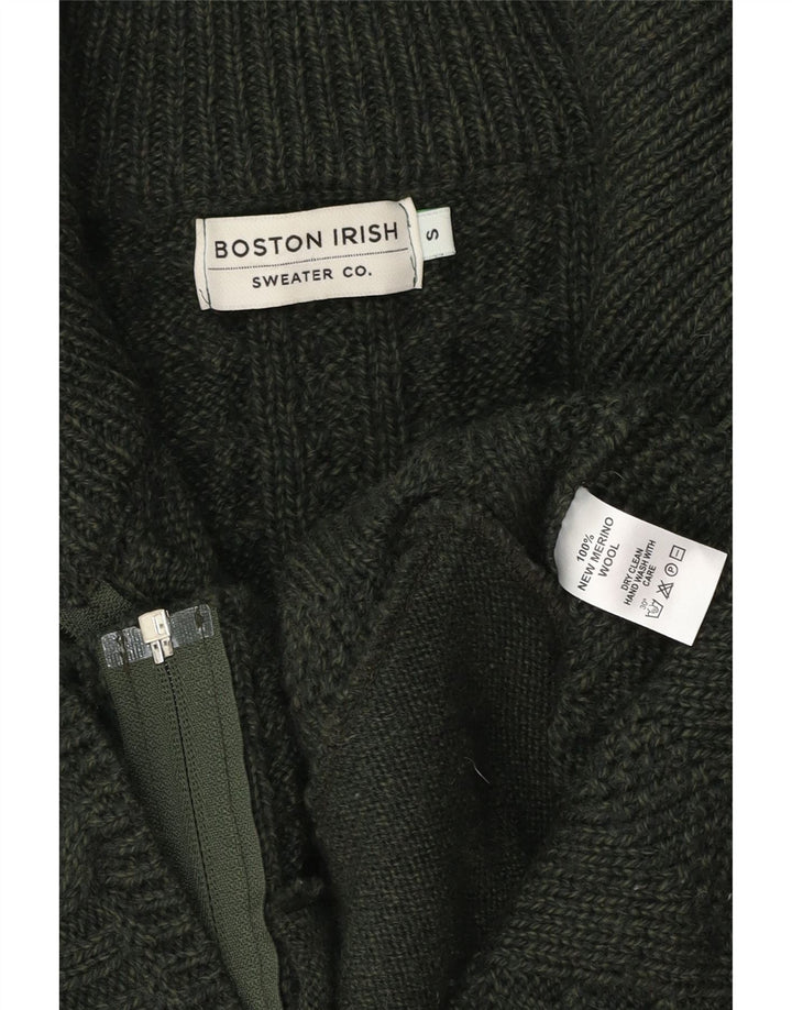 BOSTON IRISH Dame Cardigan Sweater UK 10 Lille Grøn Merinould