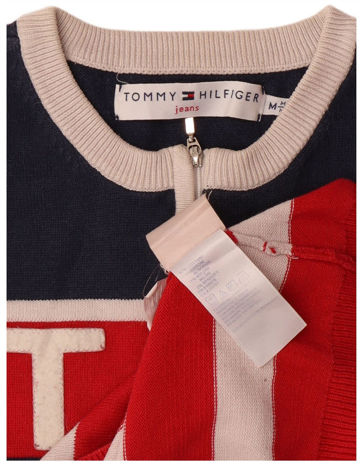 TOMMY HILFIGER sweater med lynlås til kvinder UK 12 Medium rød stribet