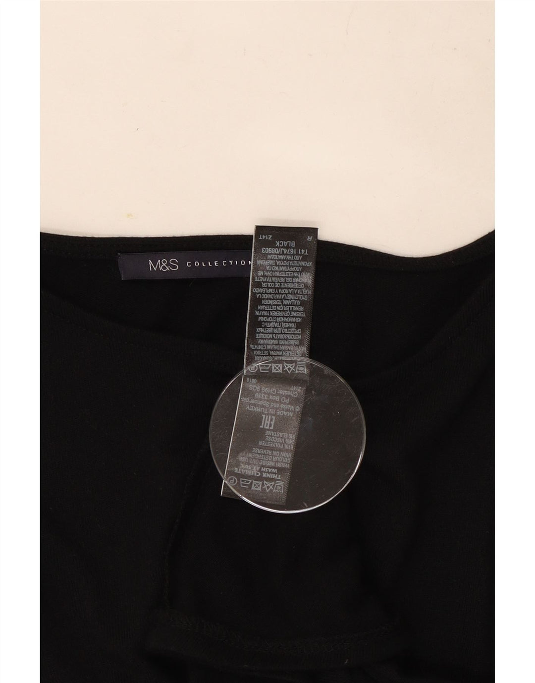 Marks & Spencer Dame Top 3/4 ærmer UK 12 Medium Sort Polyester