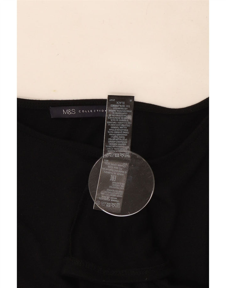 Marks & Spencer Dame Top 3/4 ærmer UK 12 Medium Sort Polyester