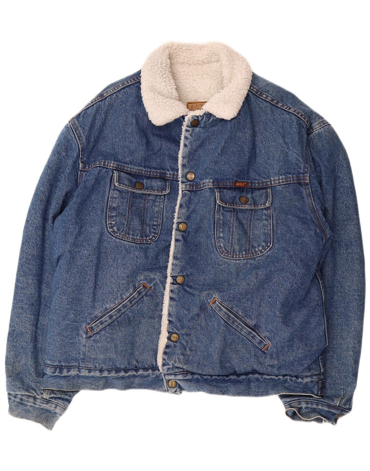 RIFLE Herre Sherpa Denim Jacket UK 44 2XL Blå Bomuld