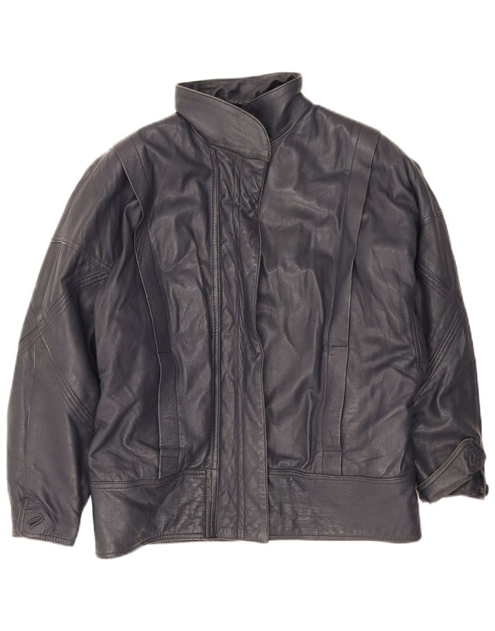 Chevignon Dame Læderjakke UK 16 Large Navy Blue
