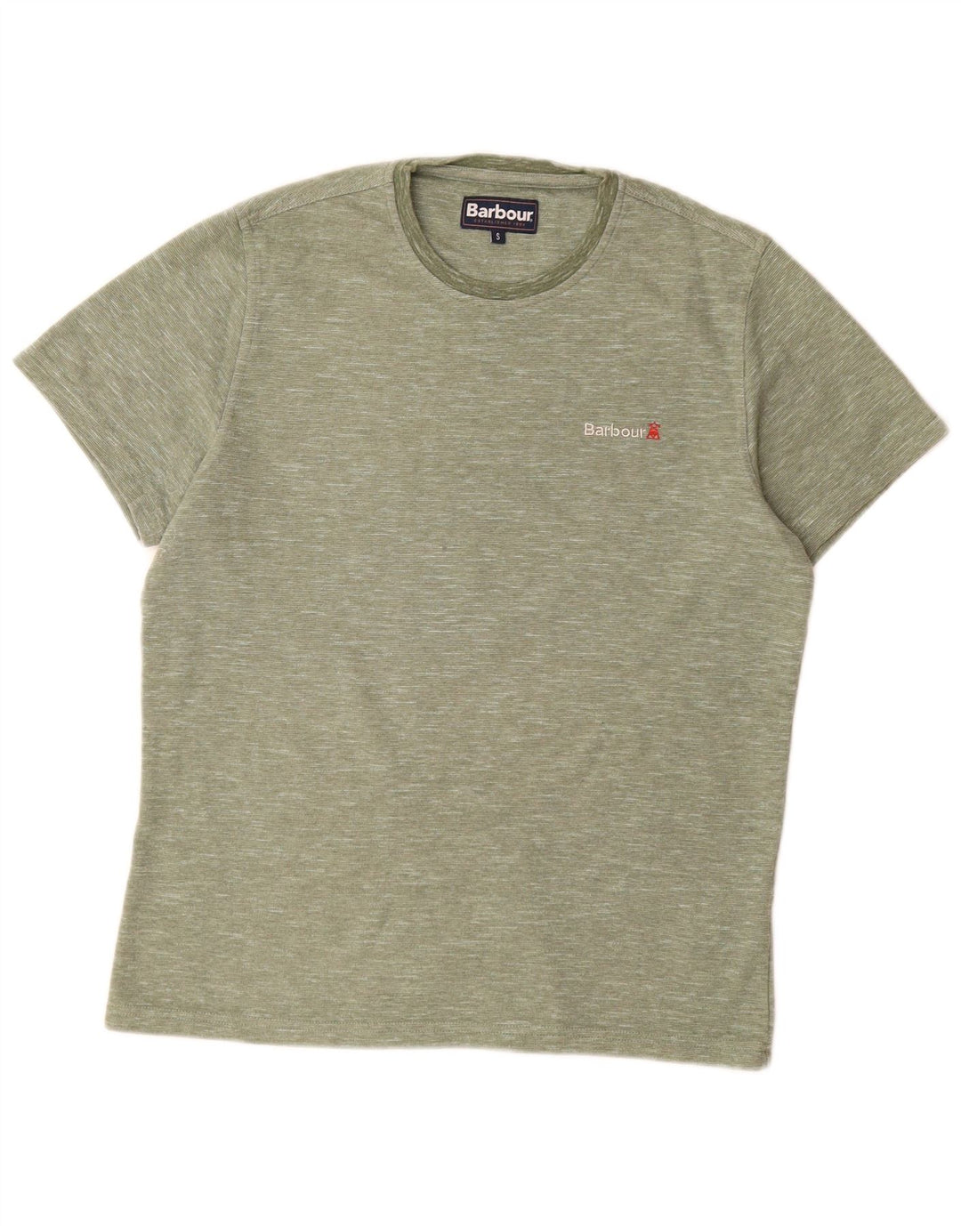 Barbour Herre T-Shirt Top Lille Grøn Flecked Bomuld